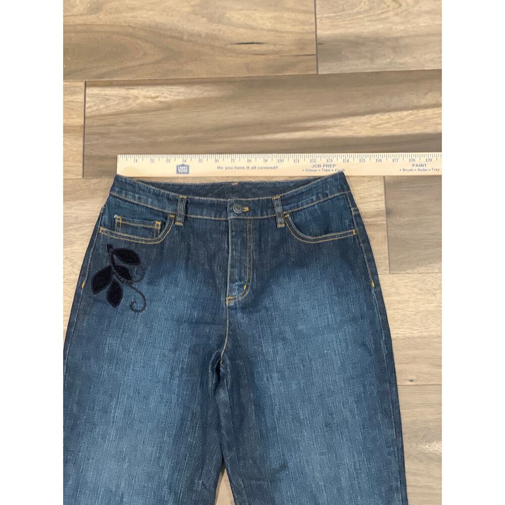 Talbots Size 4 Dark Wash Stretch Jeans Embroidered Floral Women’s - Picture 5 of 9
